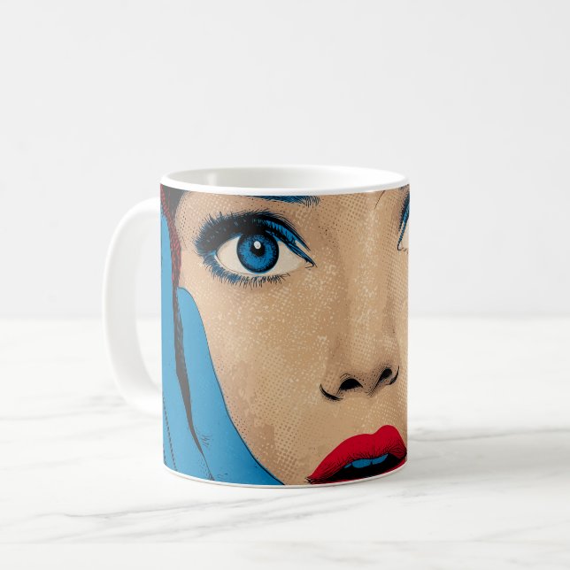 Mug Femme surprise dans l'art pop (Devant gauche)