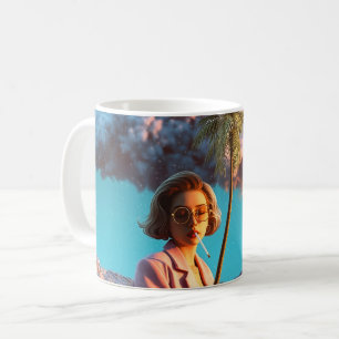 Mug Femme surréaliste avec palmier
