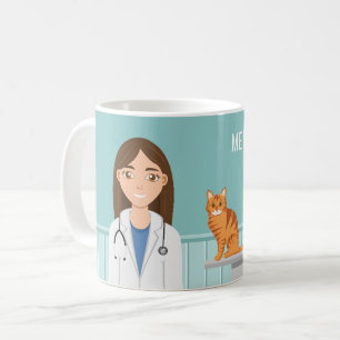 Mug Femme vétérinaire docteur avec chat et chien