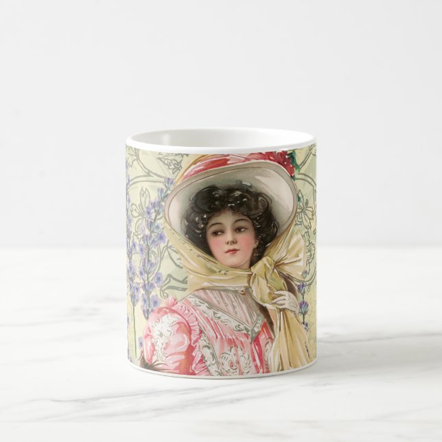 Mug Femme victorienne florale rose Régence (Centre)