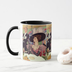 Mug Femme vintage fumant une cigarette buvant du champ