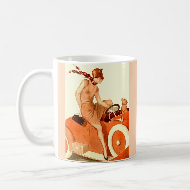 Mug Femme, voiture et chien des années 1920 (Gauche)