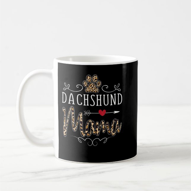 Mug Femmes Dachshund Mama Empreinte de léopard Chemise (Gauche)