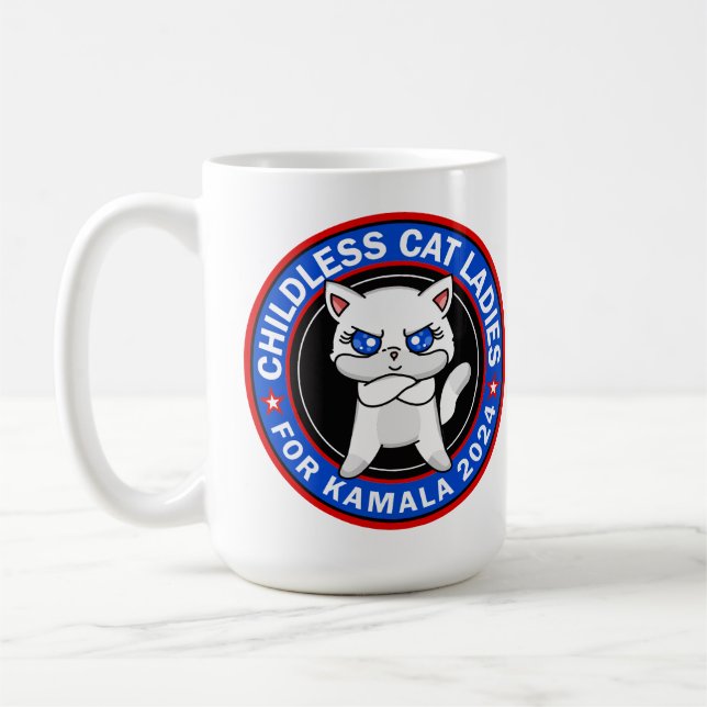 Mug Femmes de chats sans enfants pour Kamala Democrats (Gauche)