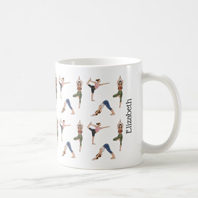 Mug Femmes en postures de yoga motif de séance d'entra (Droite)