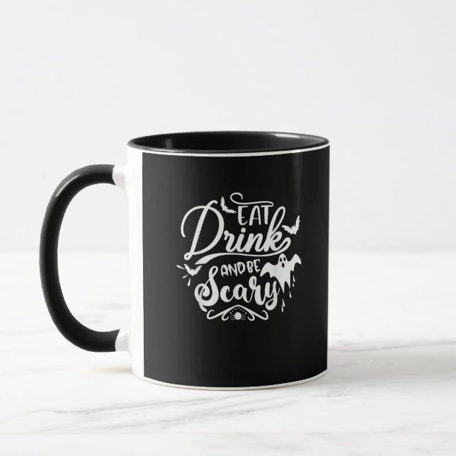 Mug Femmes Manger Boire Et Être Effrayant Halloween Mo (Gauche)