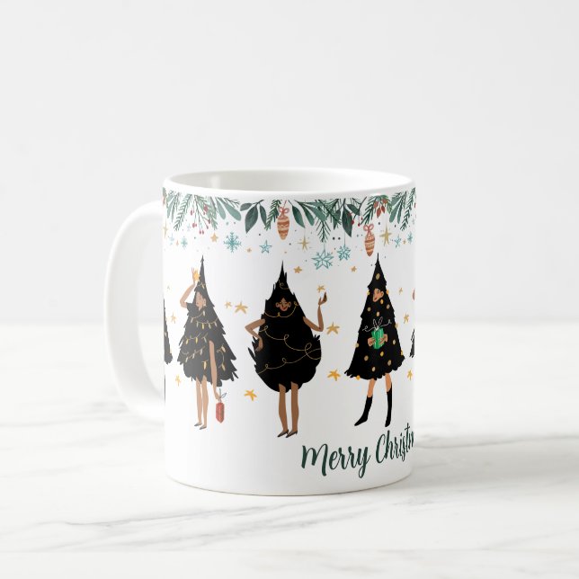 Mug Femmes noires habillées en noir fête des arbres de (Devant gauche)