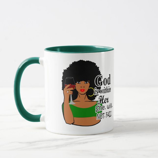 Mug Femmes noires, Reine noire, Afro, Dieu est à l'int (Gauche)