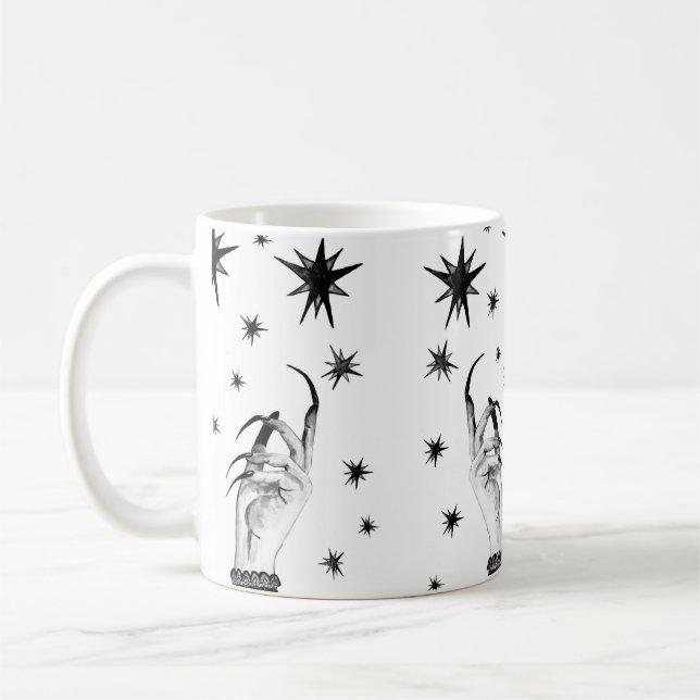 Mug Femmes sorcière arrière - plan avec étoiles, sorci (Gauche)