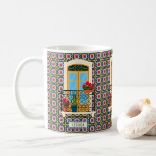 Mug Fenêtre de la maison de Lisbonne avec plantes et c