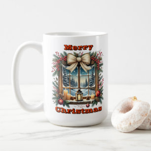 Mug Fenêtre de Noël avec scène d'hiver