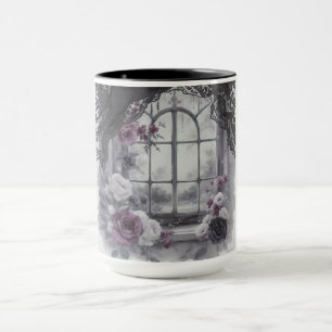 Mug Fenêtre gothique victorienne Rose pourpre Broderie