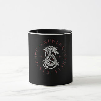 Mug Fenrir Wolf D'Odin Celtic Norse Runes Distorties