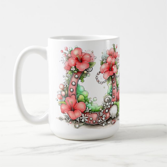 MUG FER À CHEVAL THÈME WESTERN ÉTÉ ROUGE & VERT (Gauche)