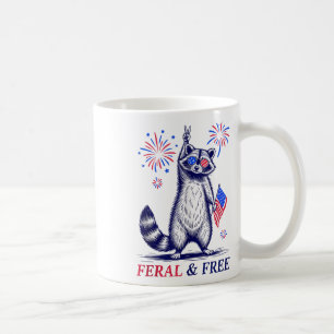 Mug Feral & ; Free Funky Patriotic Racoon Feral Et