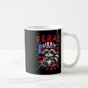 Mug Feral Mais Libre Funky 4 juillet Patriotic Raccoon