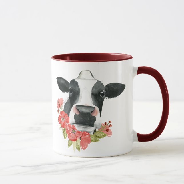 Mug Ferme à coquelicots - Vache aux fleurs (Droite)
