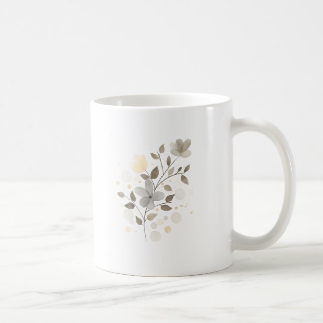 Mug Ferme à l'aquarelle Vert sauge et beige moderne (Droite)