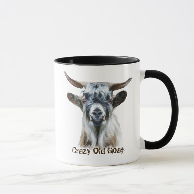 Mug Ferme Animale Humour de Chèvre Vieille Folle (Droite)