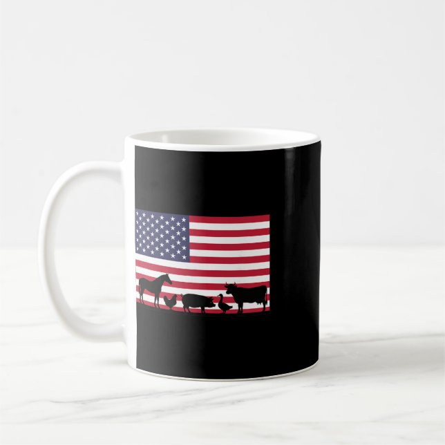 Mug Ferme d'animaux de drapeau américain Cheval Vache  (Gauche)