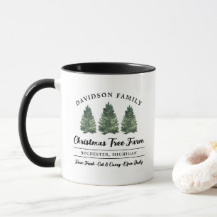 Mug Ferme de Monogramme d'Arbres de Noël Familiale Rus