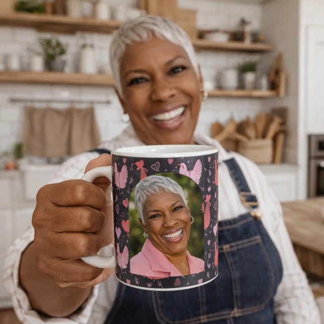 Mug Ferme de poules de coq noir rouge rose photo (Créateur téléchargé)