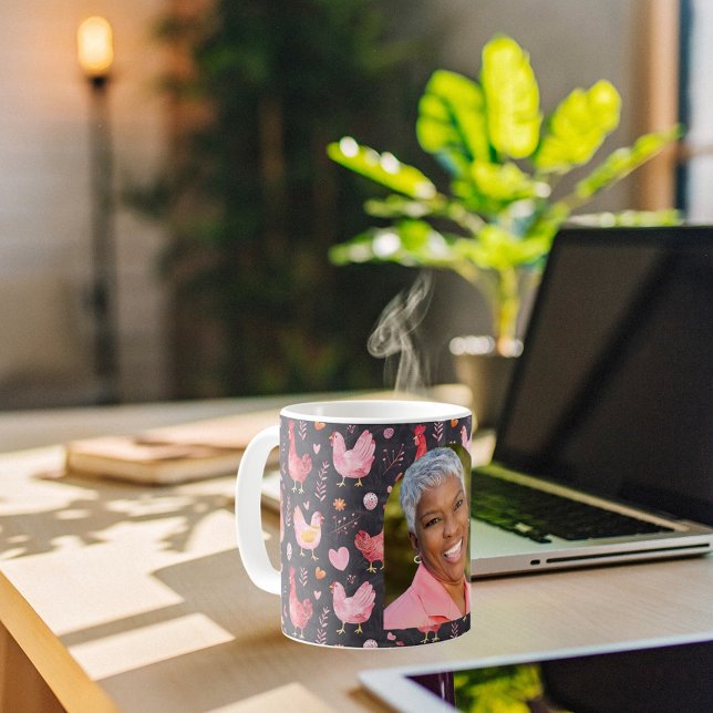Mug Ferme de poules de coq noir rouge rose photo (Créateur téléchargé)