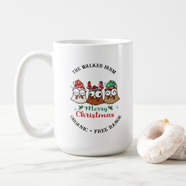 Mug Ferme de poulet fou Joyeux Noël (Avec donut)