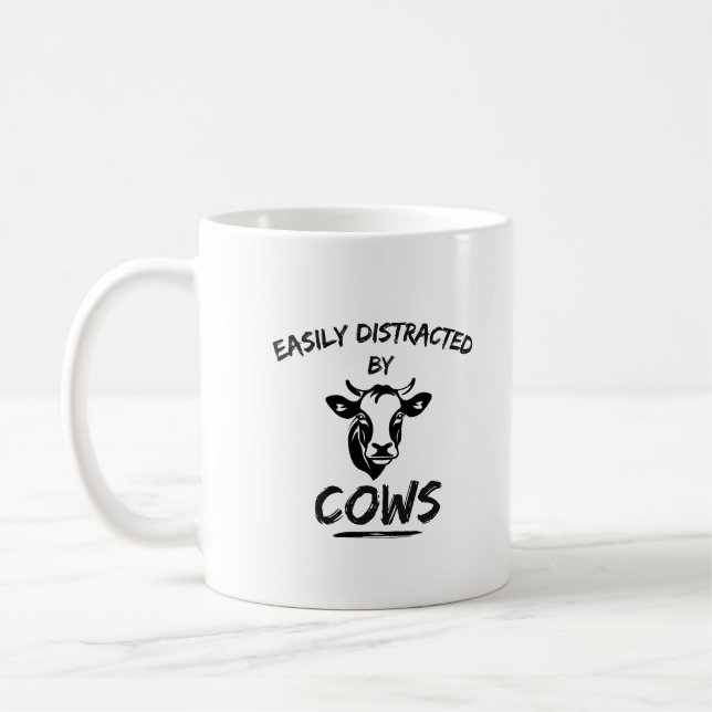 Mug Ferme de vaches : facilement distrait par les vach (Gauche)