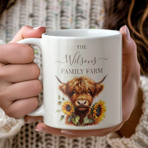 Mug Ferme familiale Vache highland au tournesol rustiq
