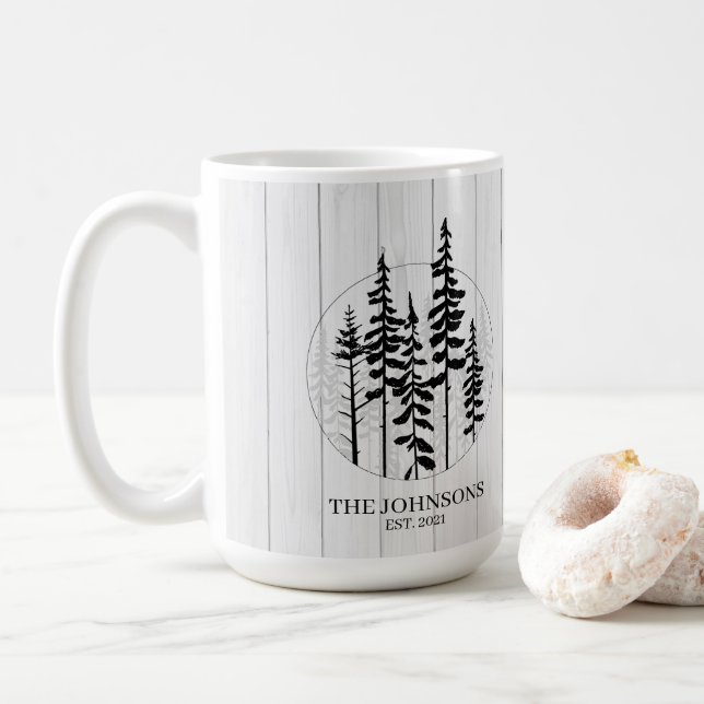 Mug Ferme Rustique moderne de pins (Avec donut)