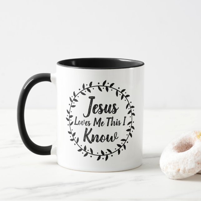 Mug Ferme Wreath Jesus M'aime Ce Je Connais Script (Avec donut)