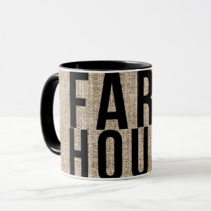 Mug FERMHOUSE Black Lettres Rustique Burlap Sacking