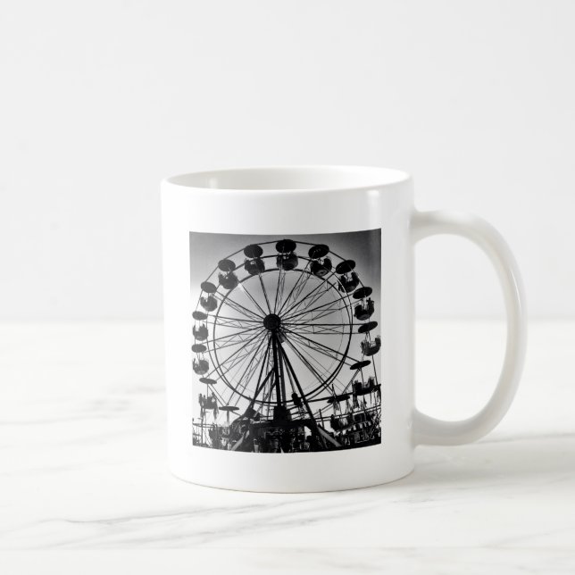 Mug Ferris Wheel en noir et blanc cadeaux photo (Droite)