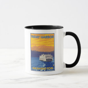 Mug Ferry et montagnes - port de vendredi, Washington