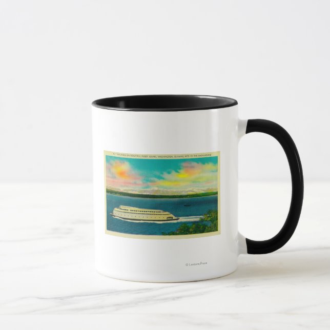 Mug Ferry Kalakala, Puget Sound, Monts Olympiques (Droite)