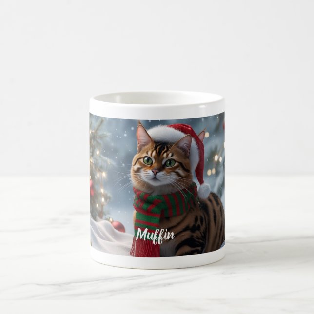 Mug Festif Bengale Chat Noël Personnalisé (Centre)