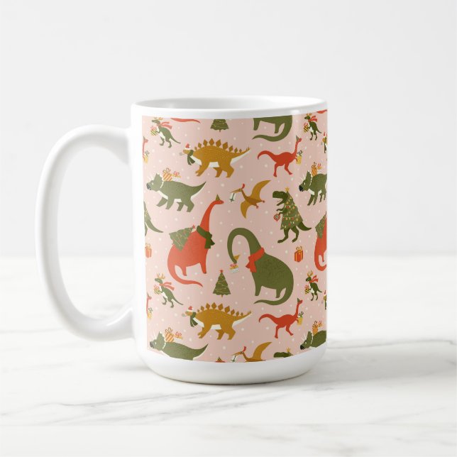 Mug Festif Dinosaur sapin de Noël Motif de vacances (Gauche)