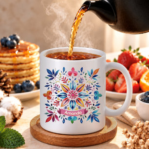 Mug Festif folklor art monogramme floral Noël
