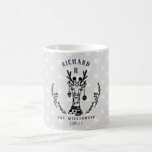 Mug Festif Giraffe Etching Famille Monogramme