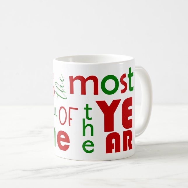 Mug Festif Joyeux Noël Rouge Vert (Devant droit)