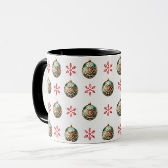 Mug Festif Moderne Snowflakes mignonette hiver (Devant gauche)
