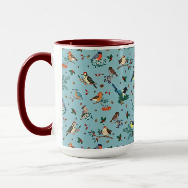 Mug Festif Oiseaux d'hiver Motif de Noël (Gauche)