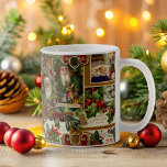 Mug Festif Vintage Noël Ephémère Collage-Gold<br><div class="desc">Motif de vacances amusant,  festif,  coloré et complexe avec l'éphémère de Noël du vieux monde jolis des cartes de voeux de l'ère victorienne,  y compris Santas dans des cadres ornés,  saint,  mistletoe,  luges,  scènes d'hiver,  enfants heureux et Joyeux voeux de Noël sur l'arrière - plan d'or.</div>