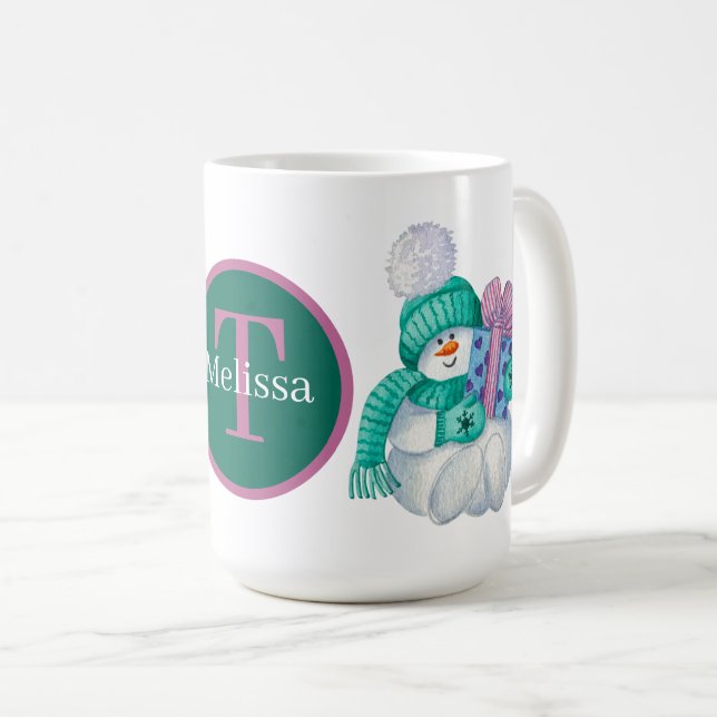 Mug Festin bonhomme de neige ajouter monogramme (Devant droit)