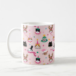 Mug Festive Chat Faces en Motif Casquette de vacances