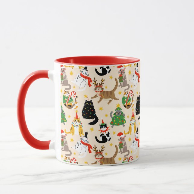 Mug Festive Chats Motif de Noël (Gauche)
