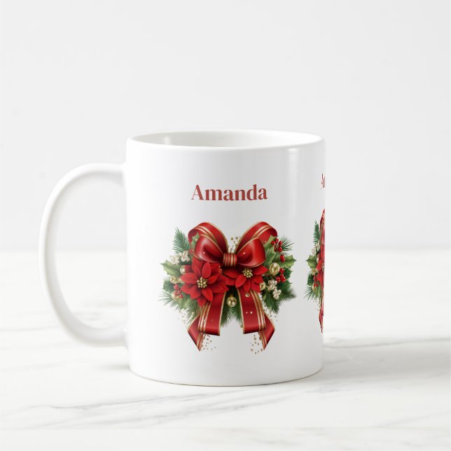 Mug Festive de Noël rouge et or (Gauche)