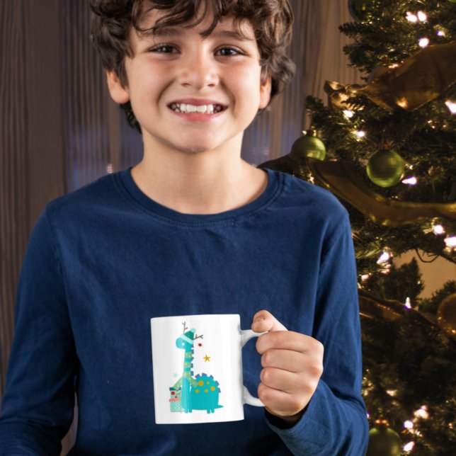 Mug Festive Dinosaur Stars Nom de l'enfant Love Père N (Créateur téléchargé)