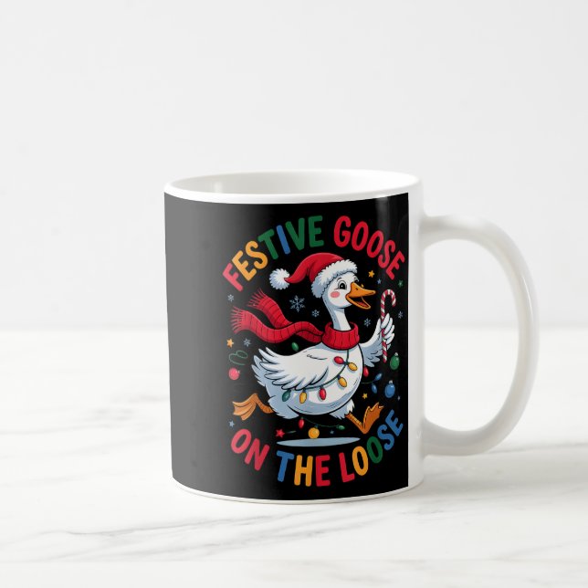 Mug Festive Goose On Loose Christmas Cute Holiday Wint (Droite)